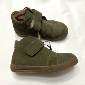 SweetHoney Suede Sneaker Olive Green Leather Little Boys Size 12 Hook & Loop NWT